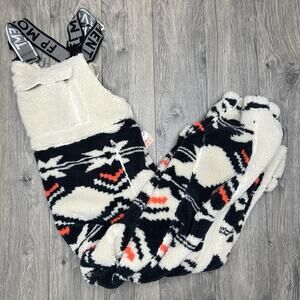 Free People Snow Bib Sz Medium Womens Black White Hit The Slopes Printed